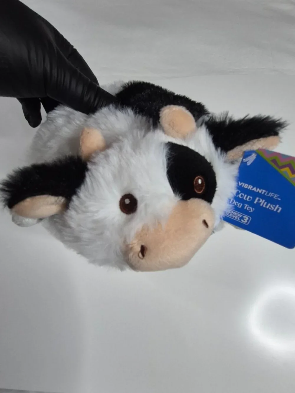 Vibrant Life Easter Round Plush Cow Dog Toy, Black and White Ball Squeaky, NWT